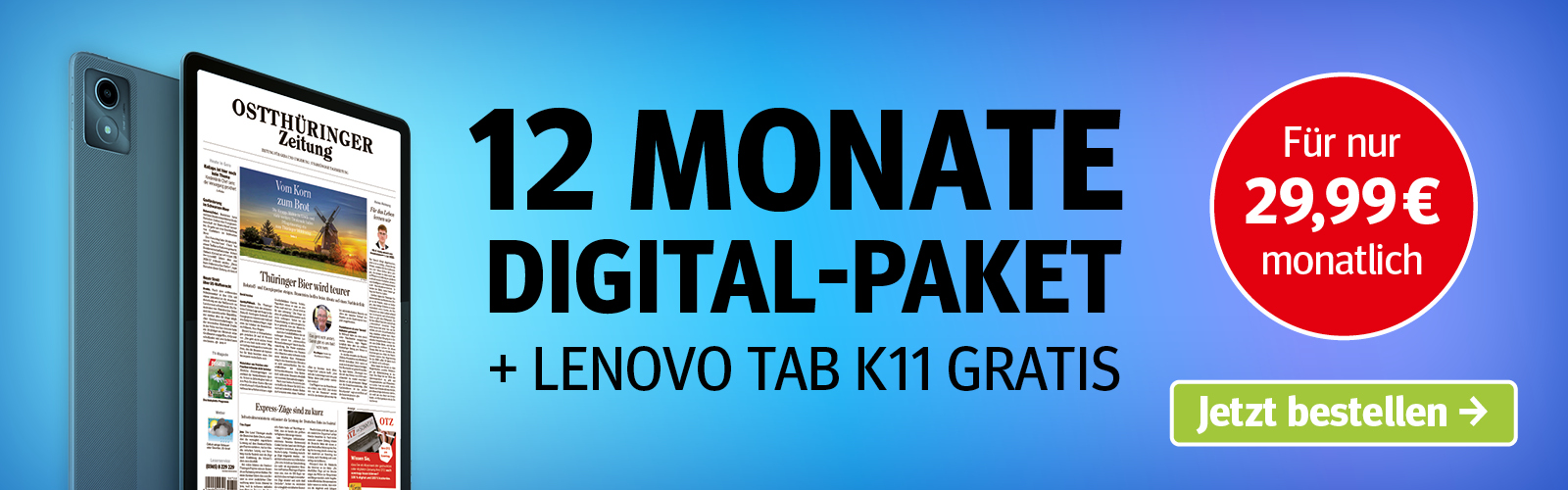 Jetzt abonnieren und Lenovo Tab K11 gratis sichern