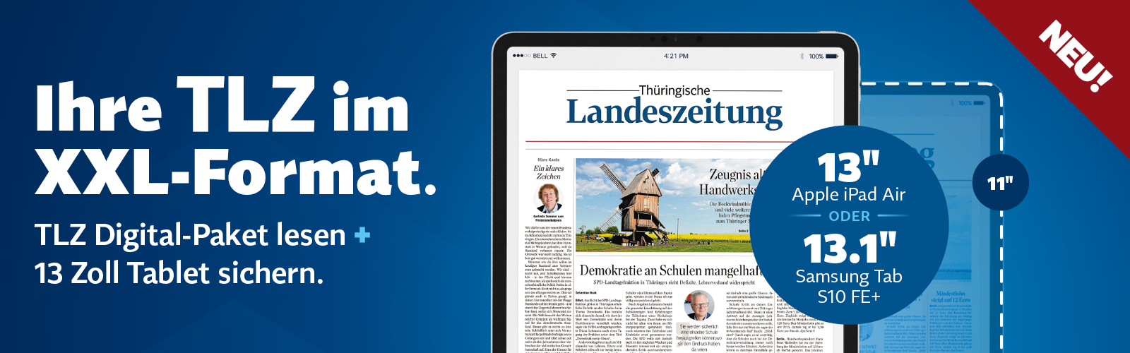 Jetzt abonnieren und 13 Zoll Tablet sichern