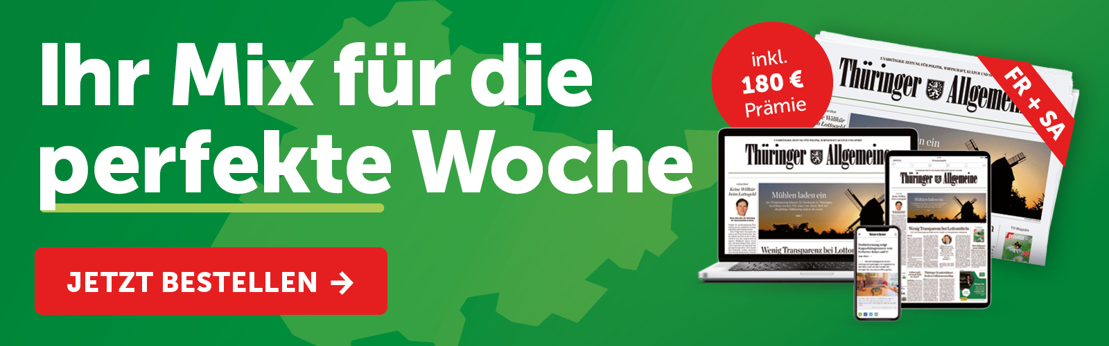 Jetzt abonnieren und 180 € Prämie sichern
