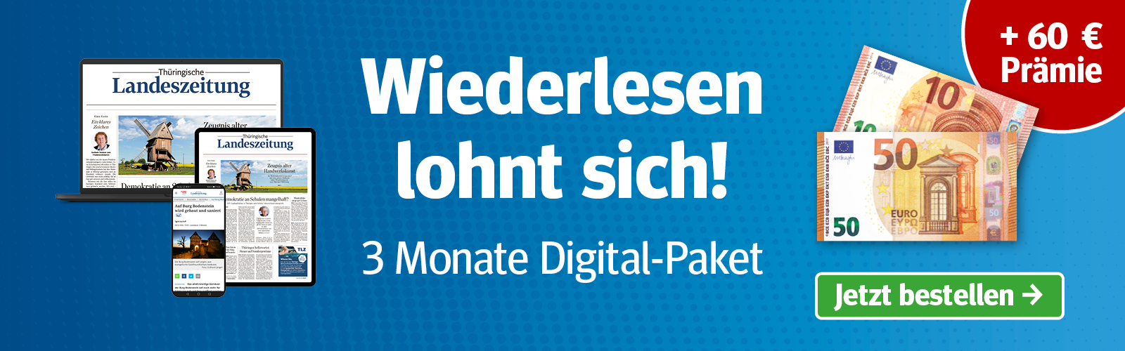 Jetzt abonnieren und 60 Euro Prämie sichern