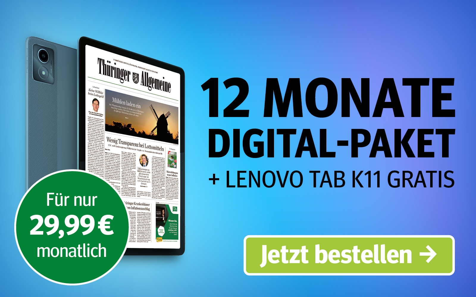 Jetzt abonnieren und Lenovo Tab K11 gratis sichern