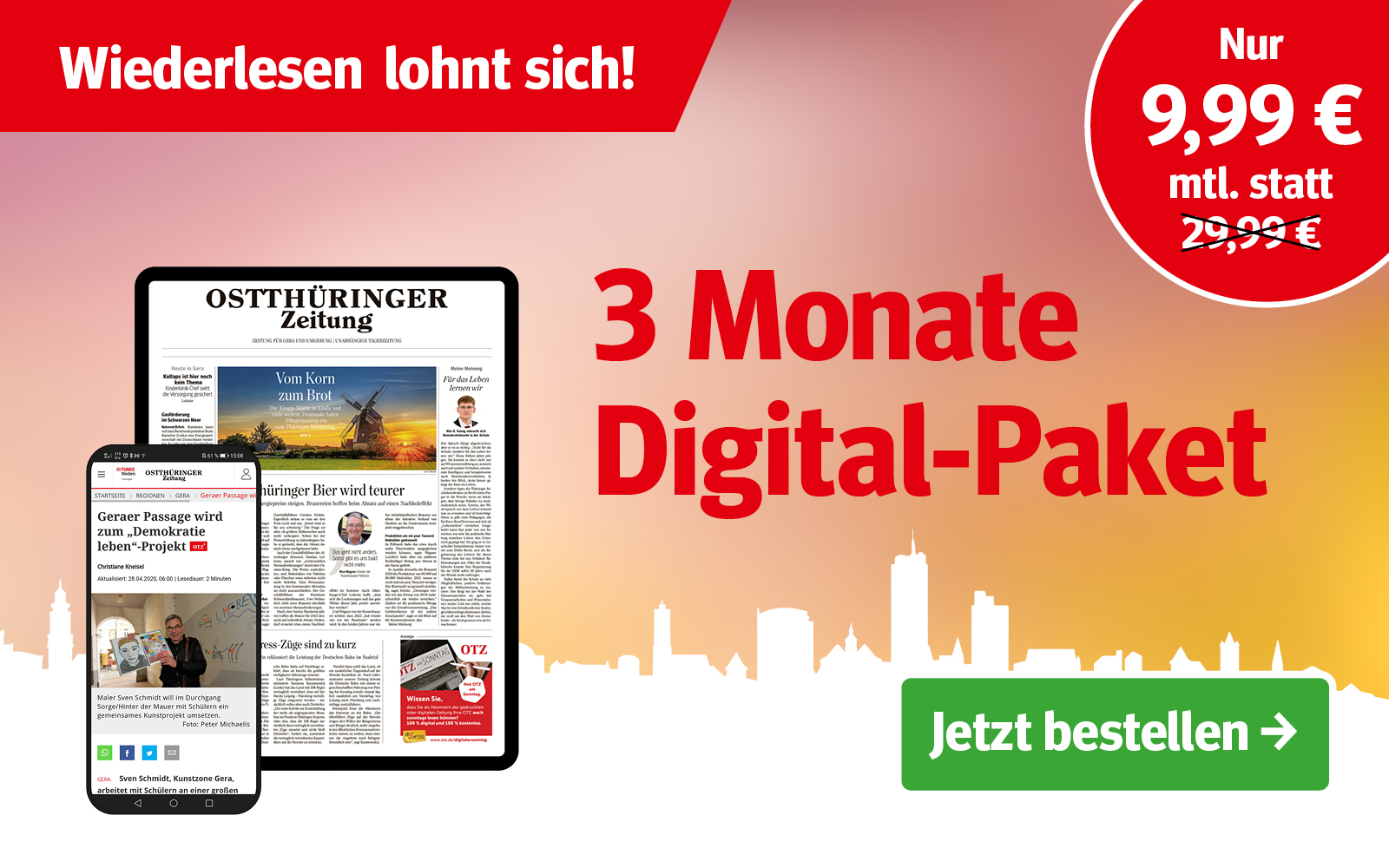 Jetzt abonnieren und 60 Euro sparen