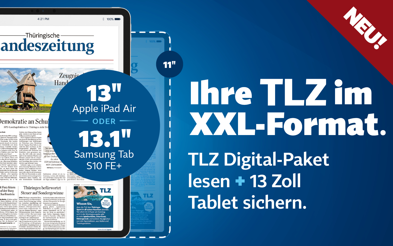 Jetzt abonnieren und 13 Zoll Tablet sichern