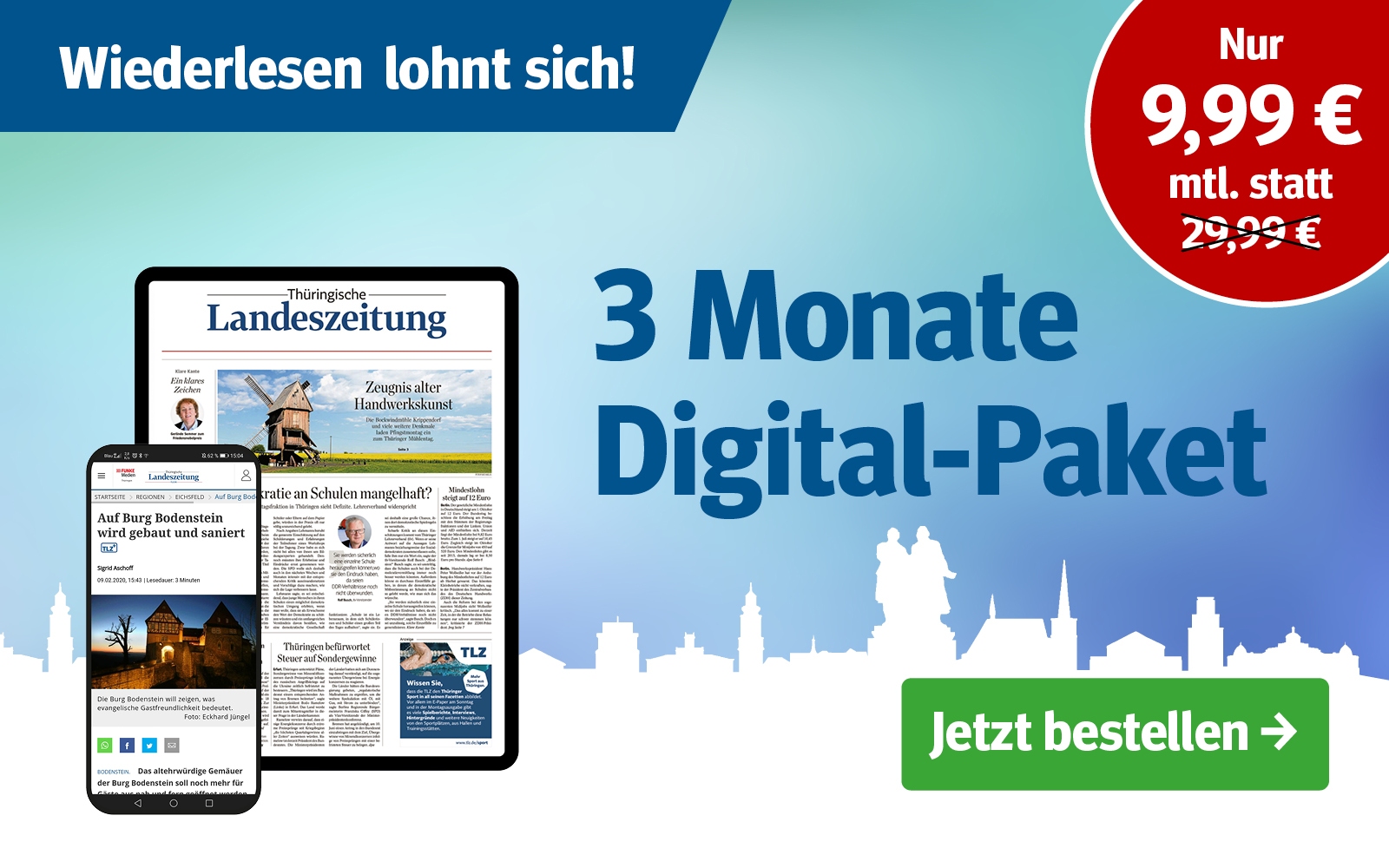Jetzt abonnieren und 60 Euro sparen