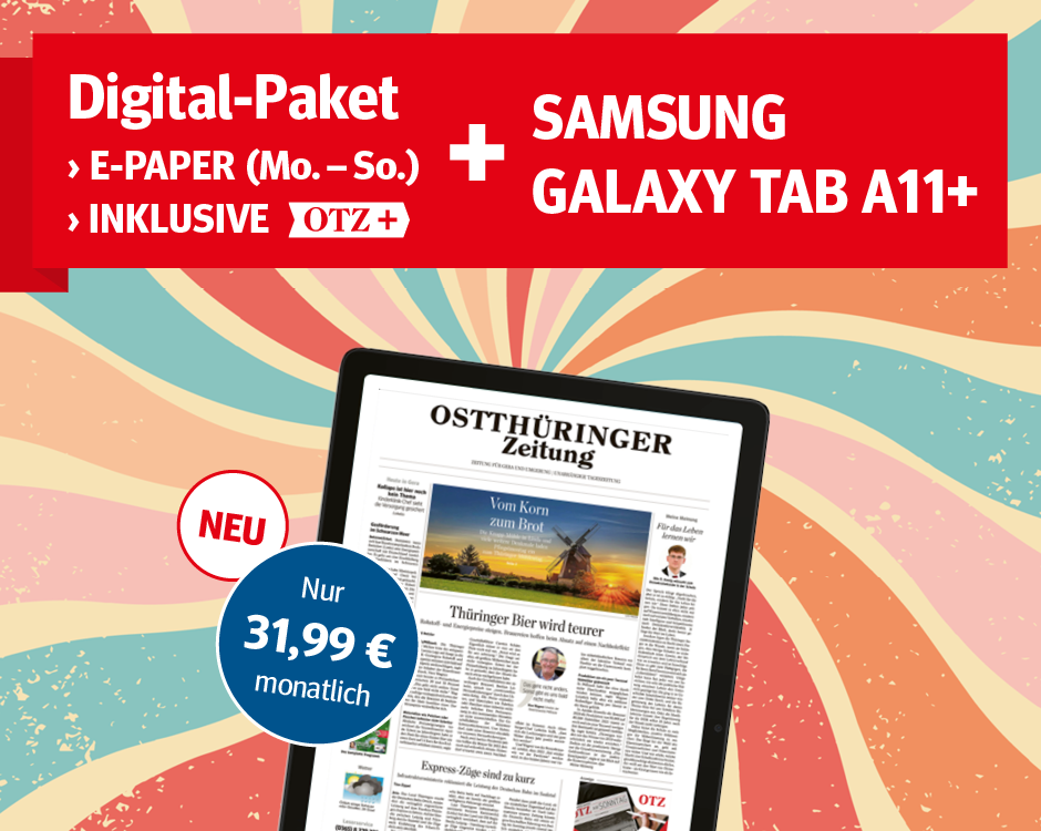 Digital-Paket: E-Paper (Mo-So) + Samsung Tab A11+ für 31,99 € mtl. Jetzt bestellen.