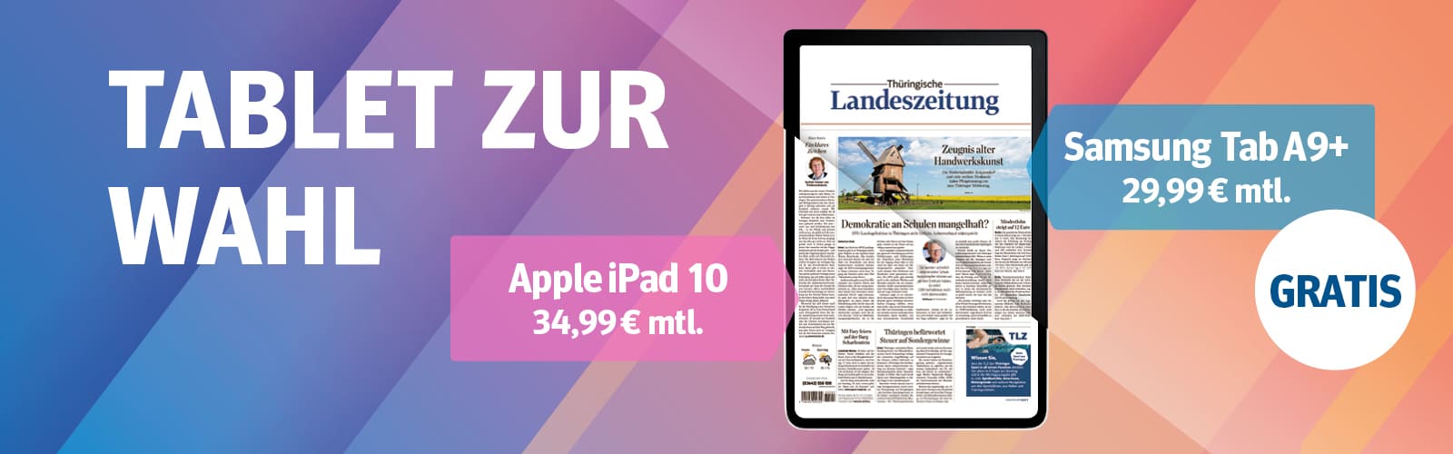 Wählen Sie Ihr Wunschtablet und lesen Sie Ihre Zeitung als E-Paper.