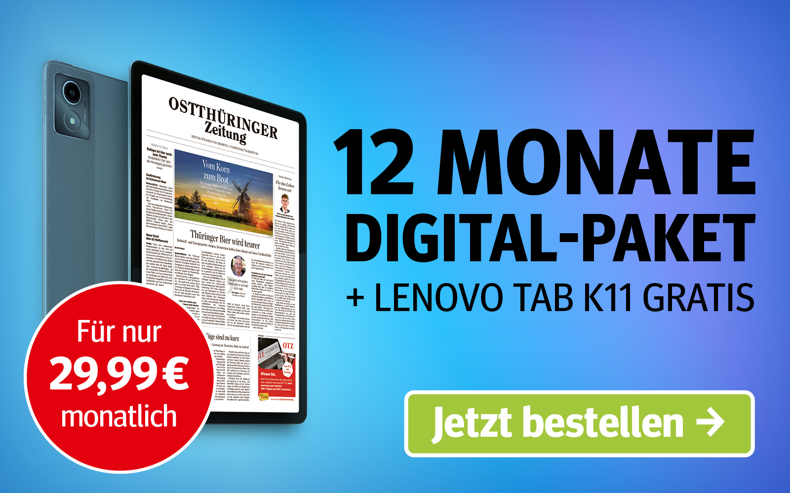 Jetzt abonnieren und Lenovo Tab K11 gratis sichern