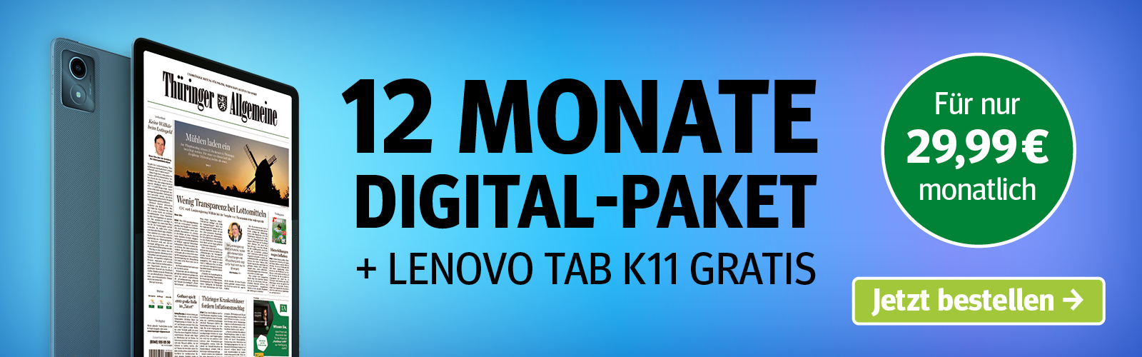 Jetzt abonnieren und Lenovo Tab K11 gratis sichern