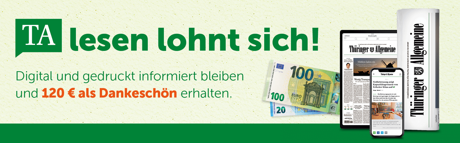 Jetzt abonnieren und 120 Euro Prämie sichern